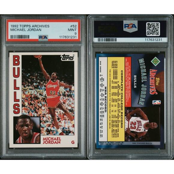 Michael Jordan 1992-93 Topps Archives #52 PSA 9 MINT Chicago Bulls BASKETBALL - Picture 1 of 3
